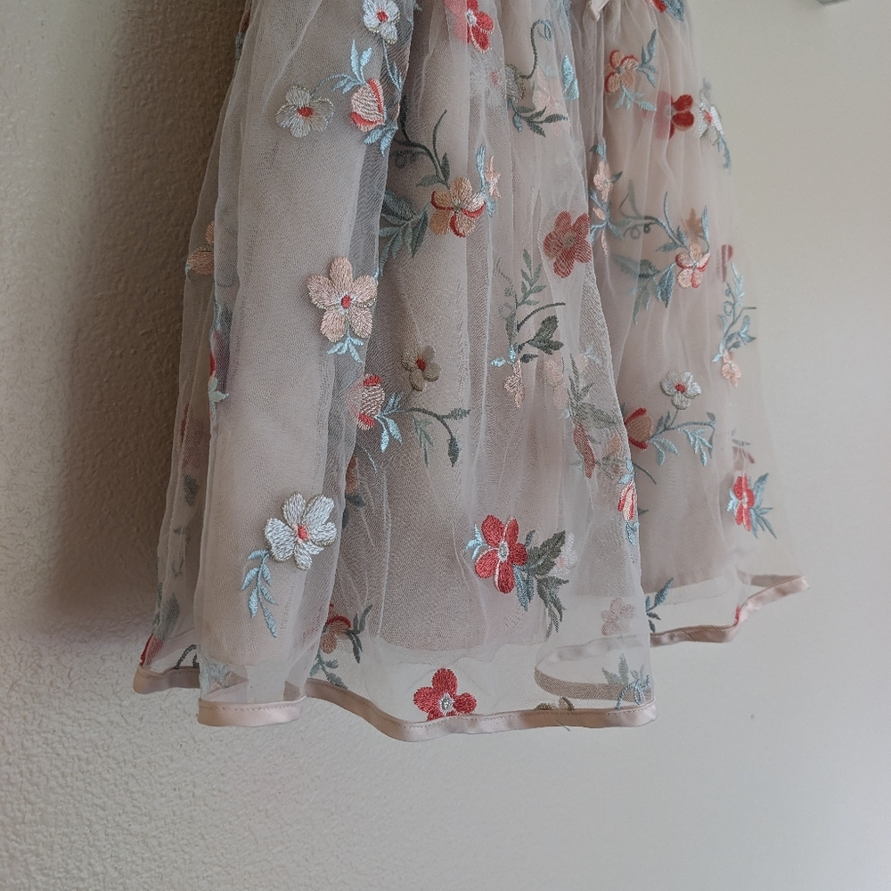 Christian Siriano Girls Special Occasion Dress Tulle Embroidered Floral 4T - Picture 3 of 5